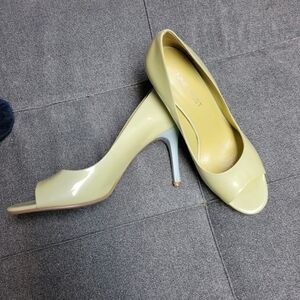 Nine west patent open toe pumps